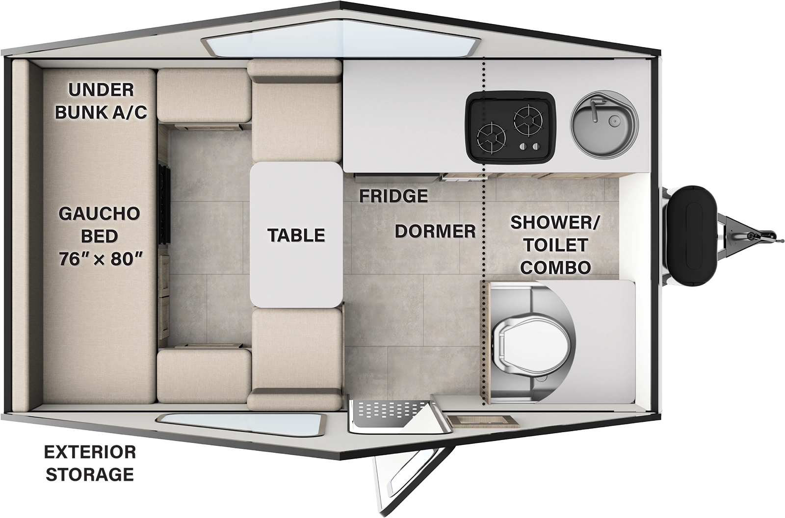 Flagstaff Hardside Pop Up Campers T12RG Floorplan